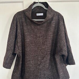 Pari Passu Brown Textured Cowl-Neck Top